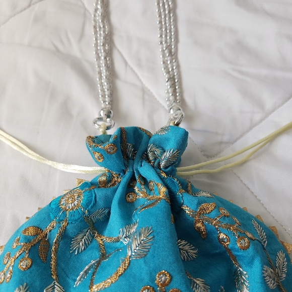 NWOT Teal Indian Evening Bag - Picture 5 of 5